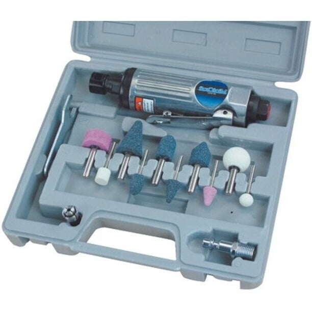 A versatile Pneumatic Die Grinder Set with 16-piece polishing and grinding accessories